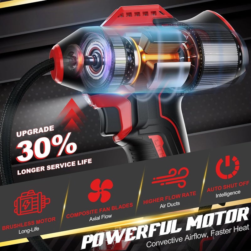 RAYLEEY Tire Inflator Cordless for Milwaukee 18V Battery [Tool Only], 160PSI Portable Air Compressor with Pressure Gauge, Auto-Shutoff & Fast Inflation, Portable Air Pump for Car, Motorcycle, Bike, Ball - Image 5